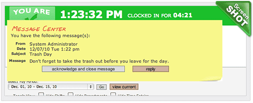Messaging screen shot